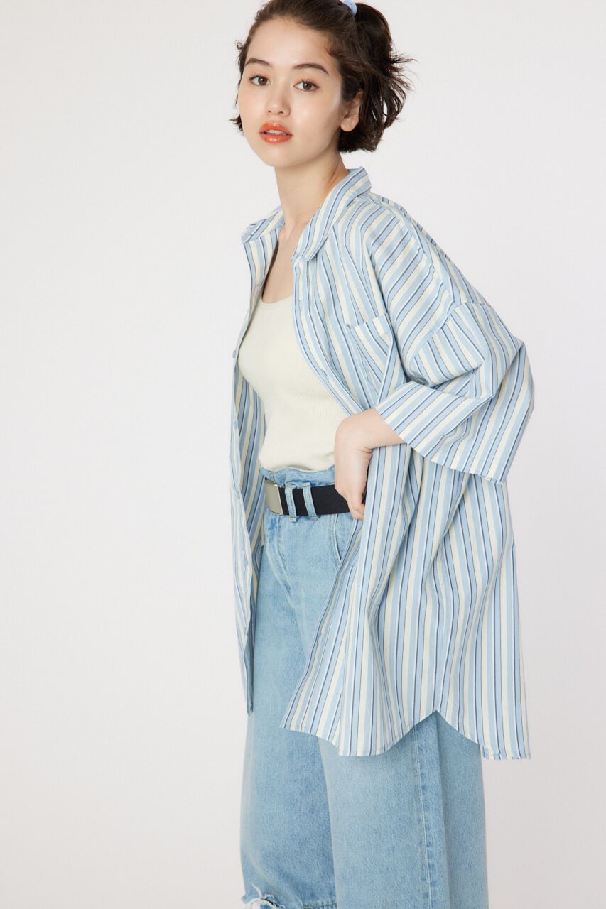RODEO CROWNS「マルチストライプ ルーズハーフスリーブシャツ」|シャツ・ブラウス|