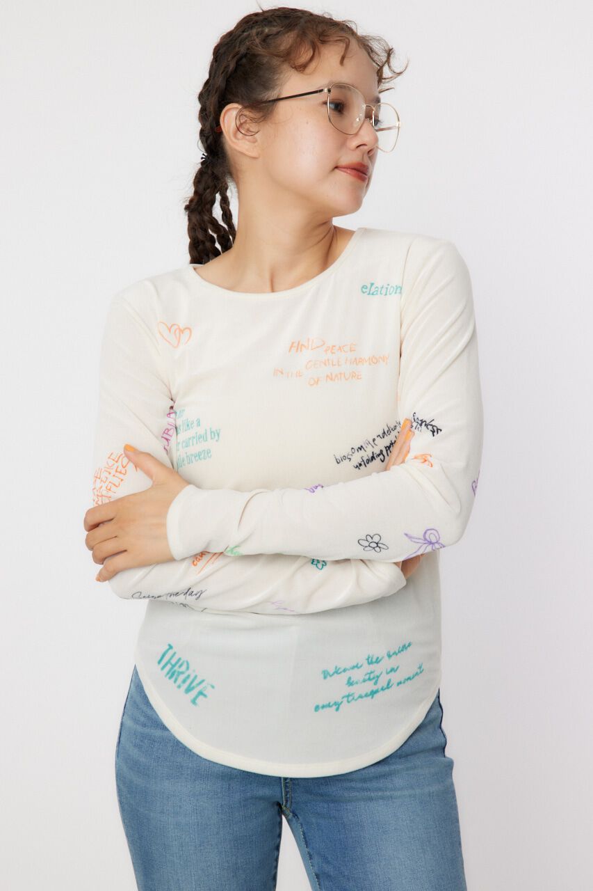 RODEO CROWNS「Brushedテキストシアートップス」|Tシャツ・カットソー|O/WHT1