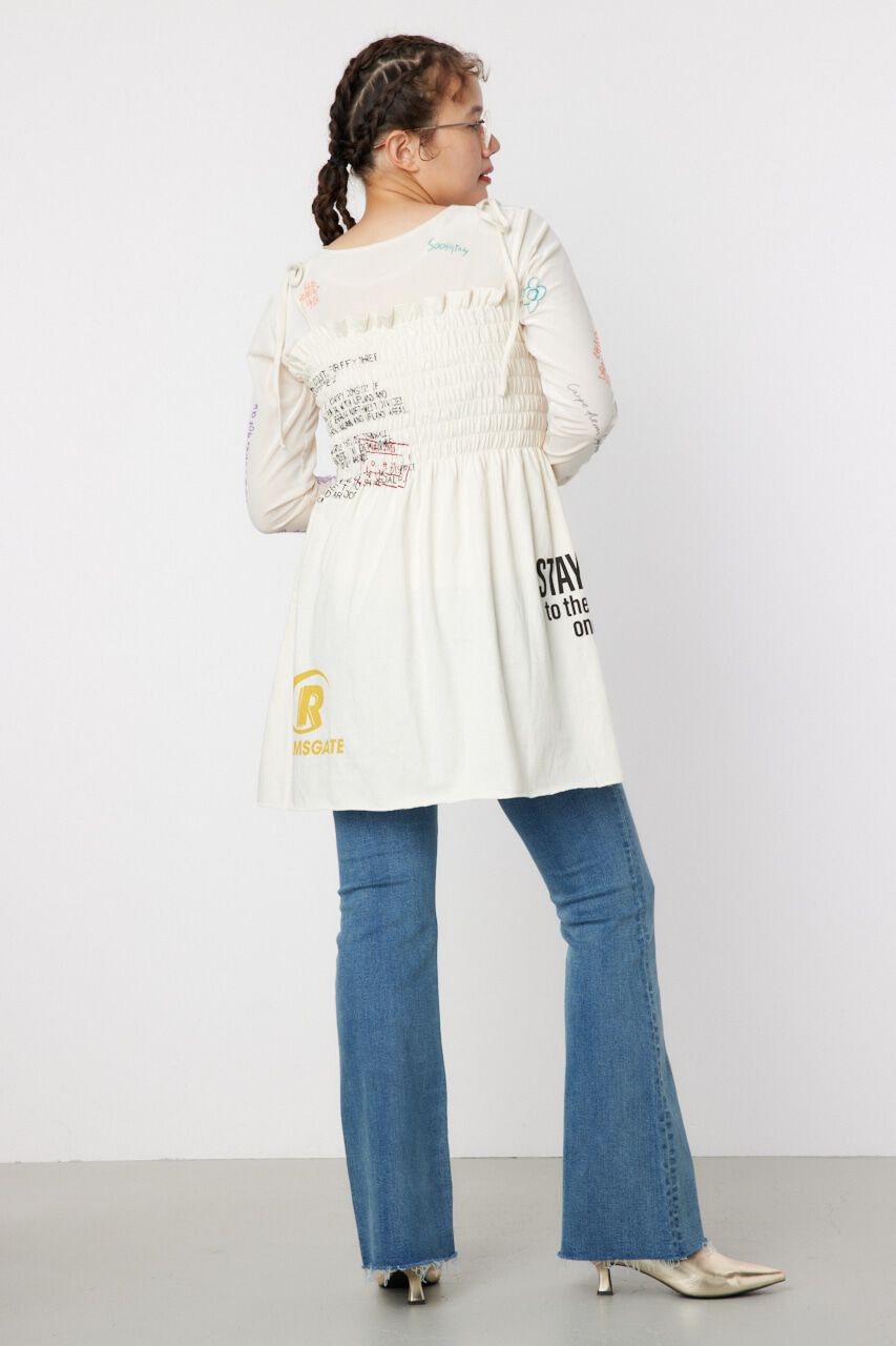 RODEO CROWNS「ランダムテキストシャーリングキャミチュニック」|キャミソール|