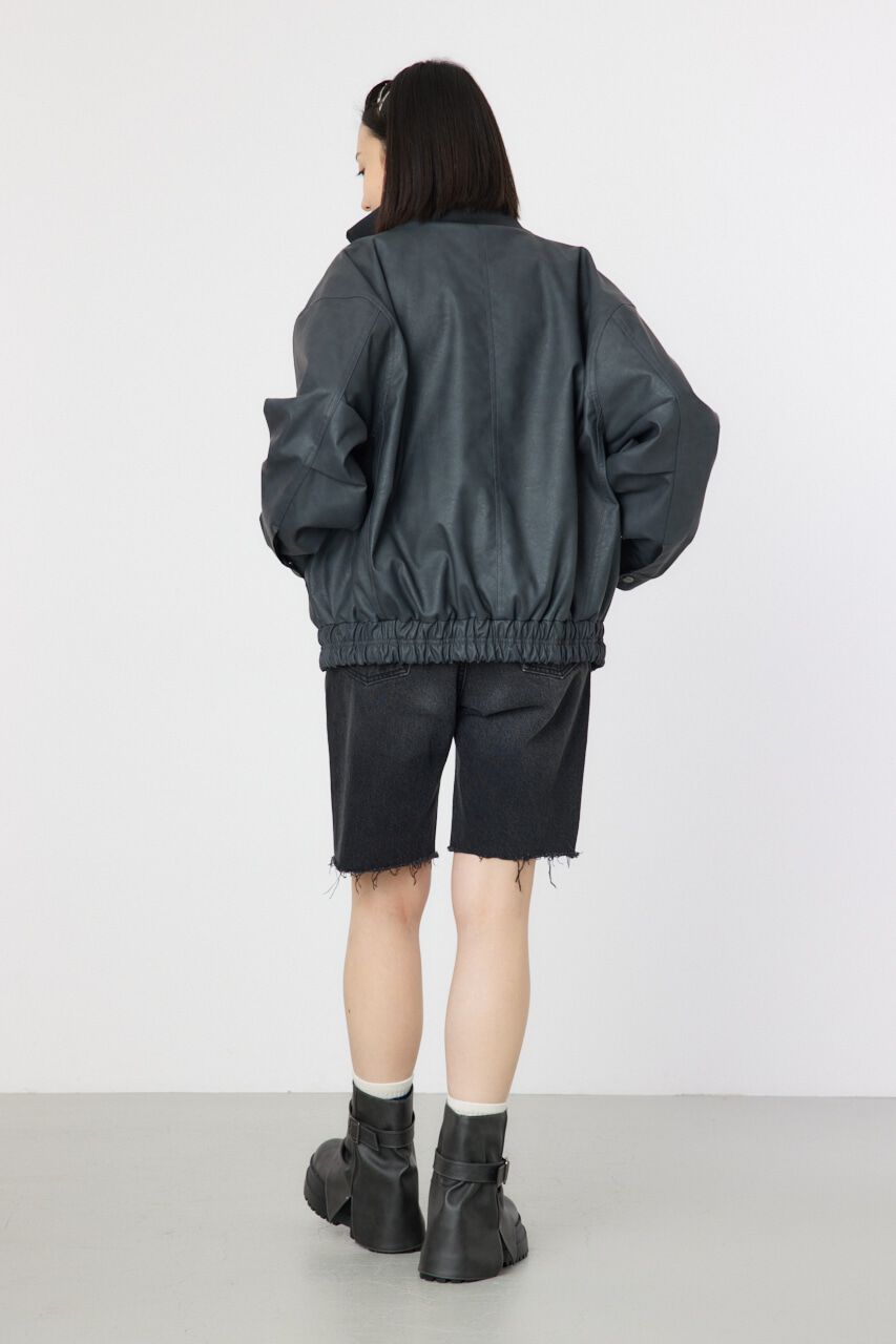 RODEO CROWNS「ヴィンテージFレザーハイネックリブブルゾン」|ブルゾン・スタジャン|