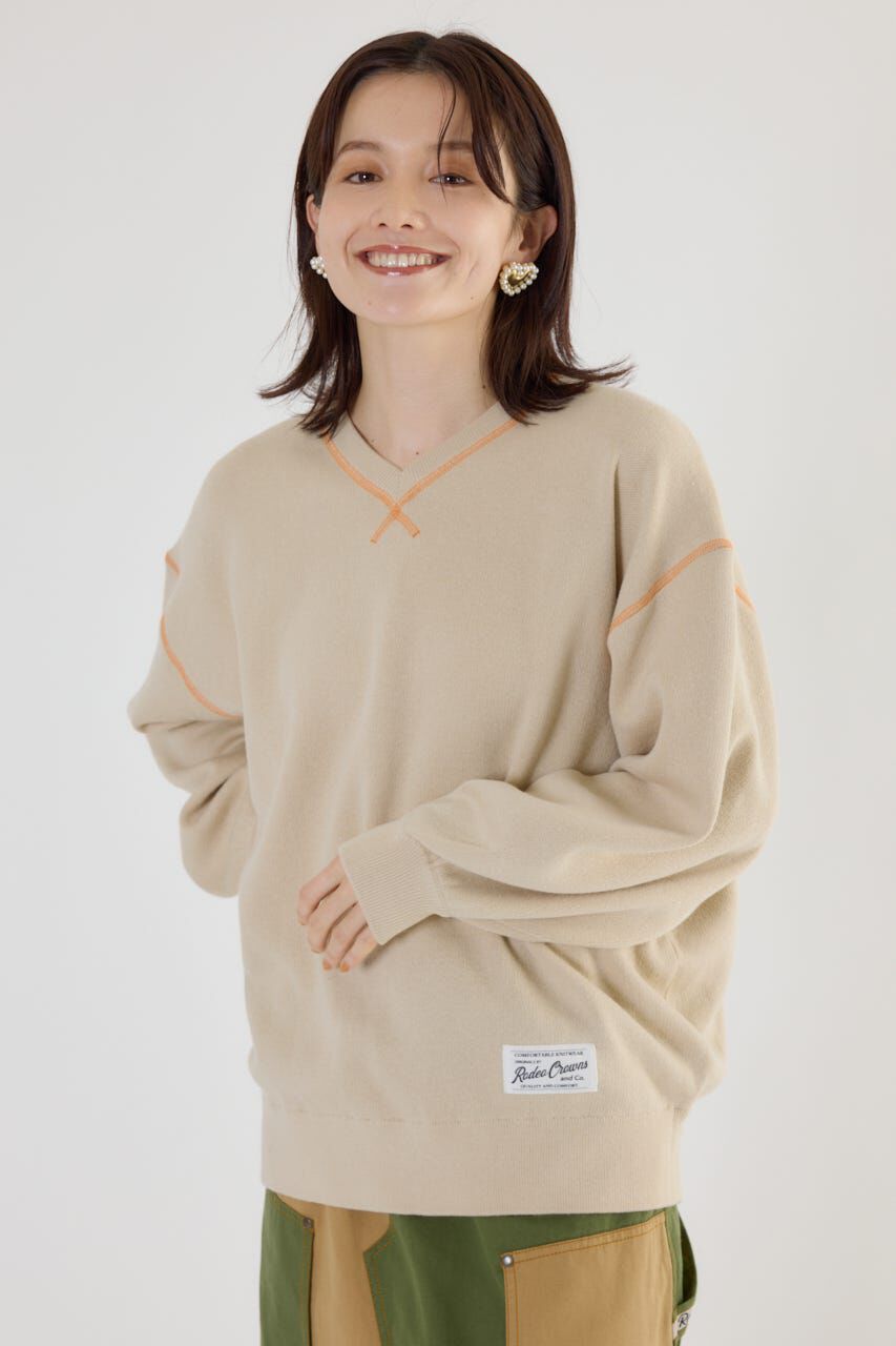 RODEO CROWNS「スウェットライク Vネックトップス」|ニット・セーター|