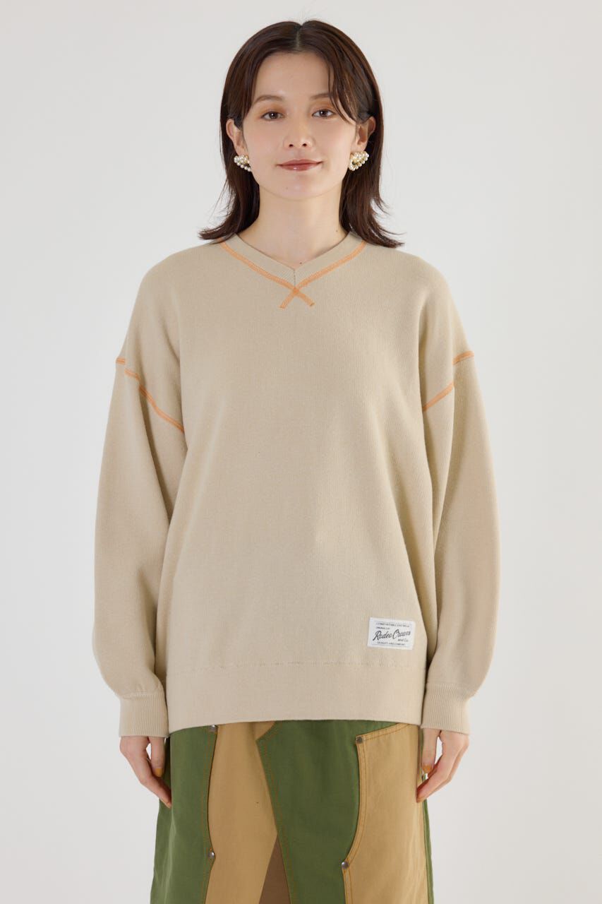 RODEO CROWNS「スウェットライク Vネックトップス」|ニット・セーター|