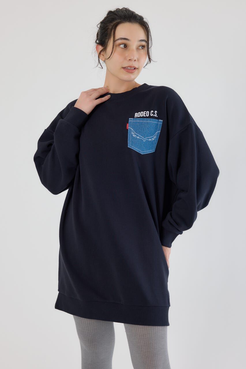 RODEO CROWNS「グランジロゴデニムアップリケワンピース」|ワンピース|BLK