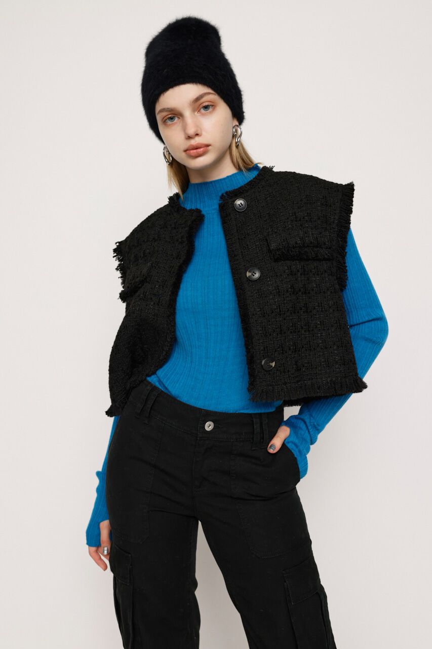 SLY「FRINGE TWEED ベスト」|ダウンベスト・ベスト|