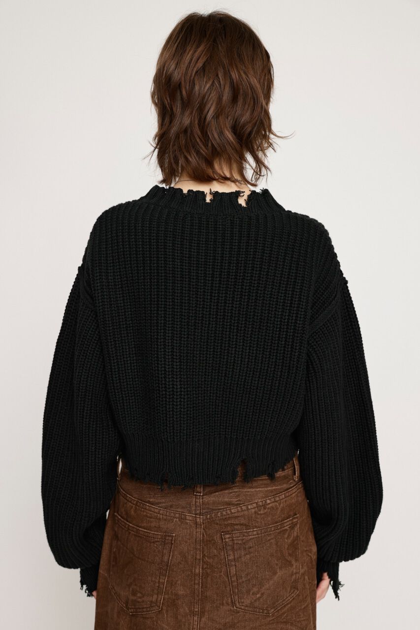 SLY「DAMAGE CROPPED KNIT トップス」|ニット・セーター|