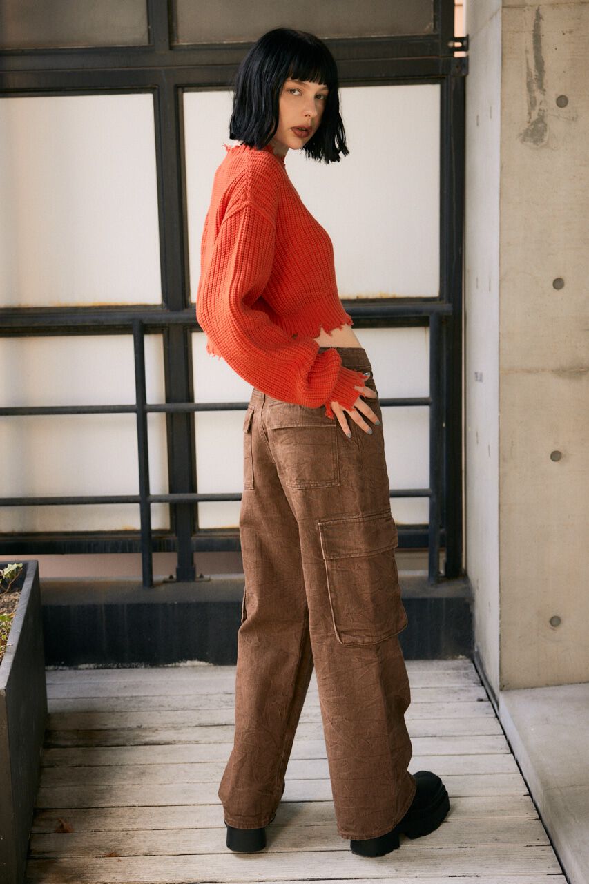 SLY「DAMAGE CROPPED KNIT トップス」|ニット・セーター|