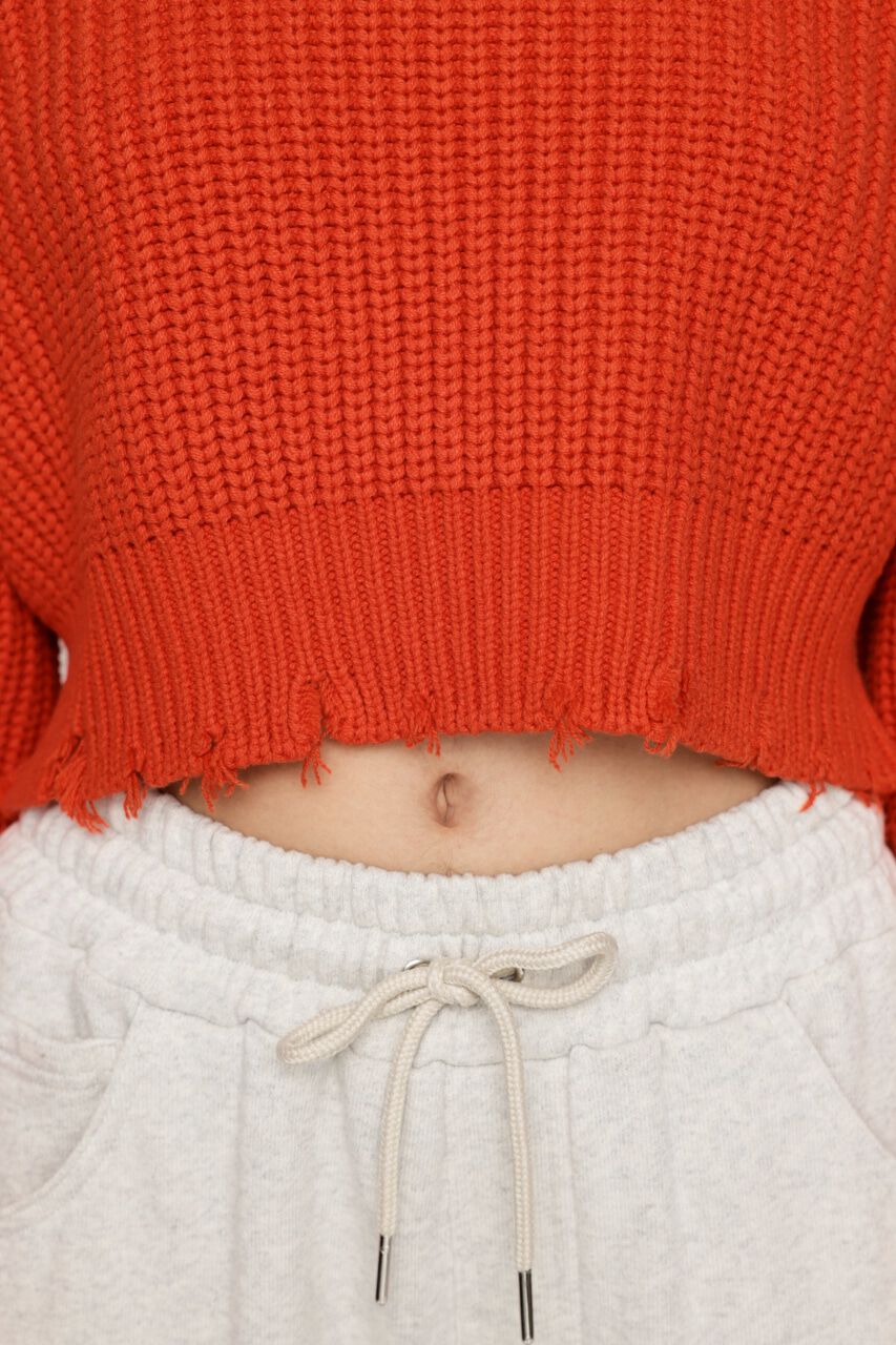 SLY「DAMAGE CROPPED KNIT トップス」|ニット・セーター|