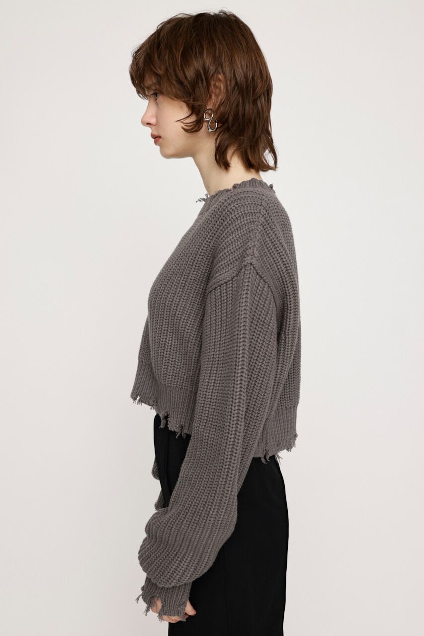 SLY「DAMAGE CROPPED KNIT トップス」|ニット・セーター|