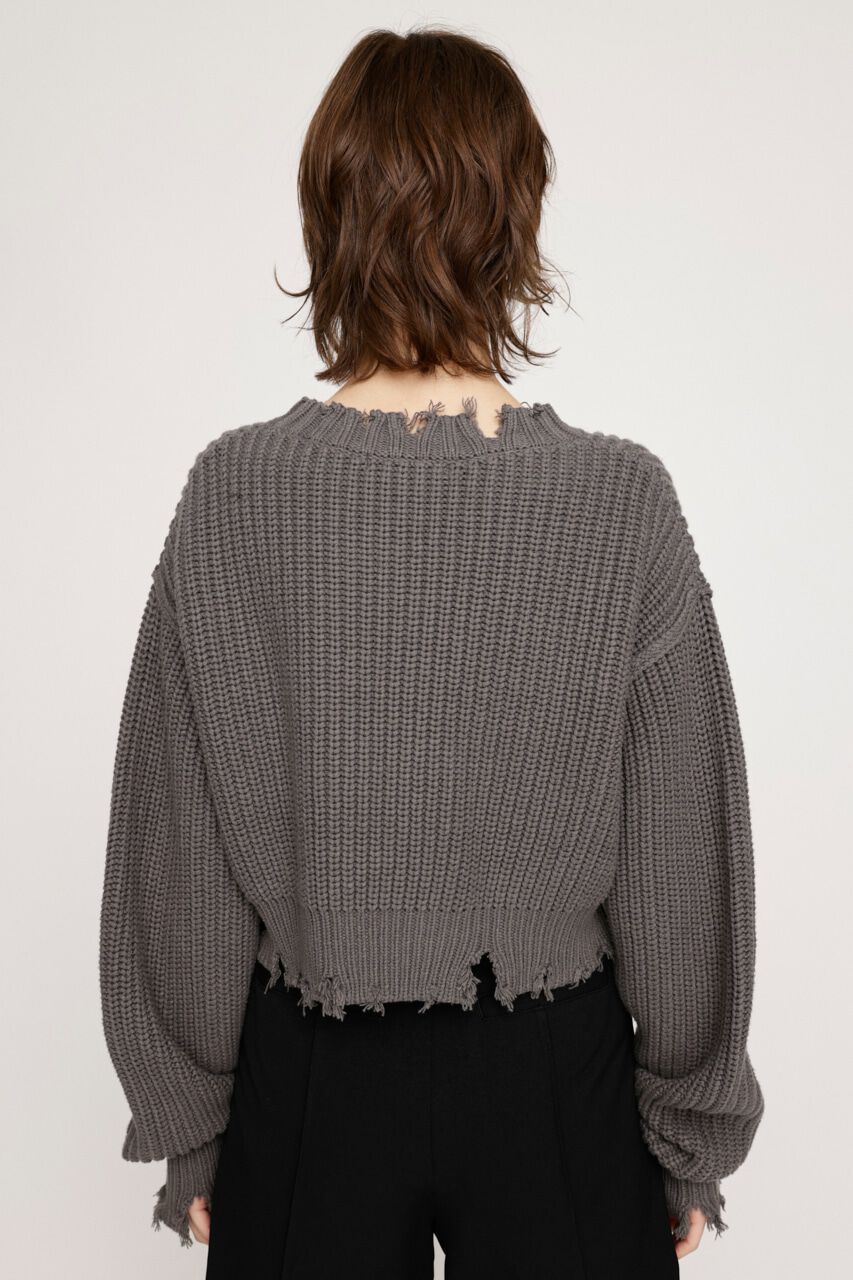 SLY「DAMAGE CROPPED KNIT トップス」|ニット・セーター|