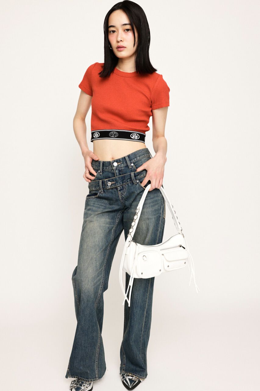 SLY「DOUBLE BELT WIDE FLARE PT-C」|デニム|