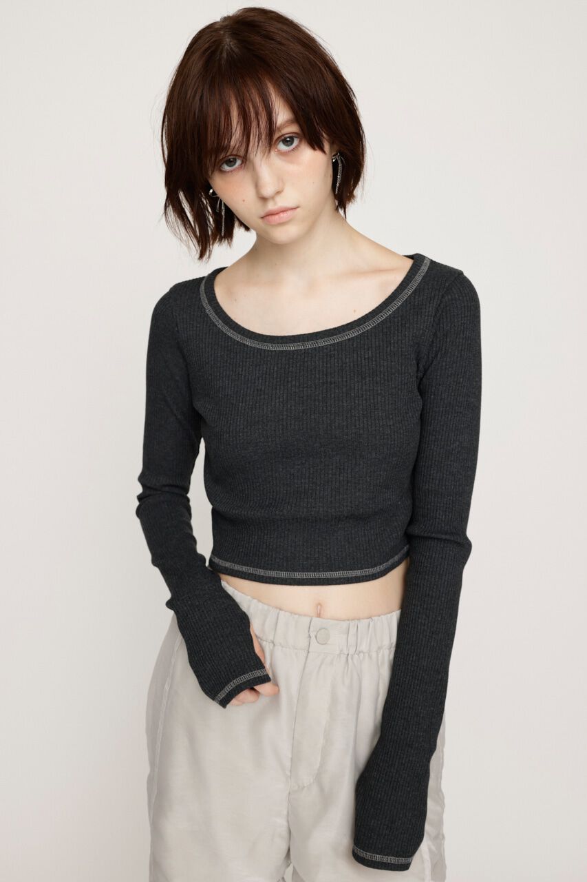 SLY「CUT RIB BASIC トップス」|Tシャツ・カットソー|