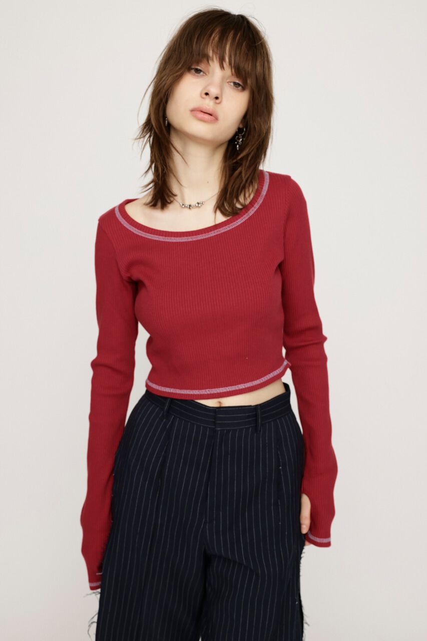 SLY「CUT RIB BASIC トップス」|Tシャツ・カットソー|