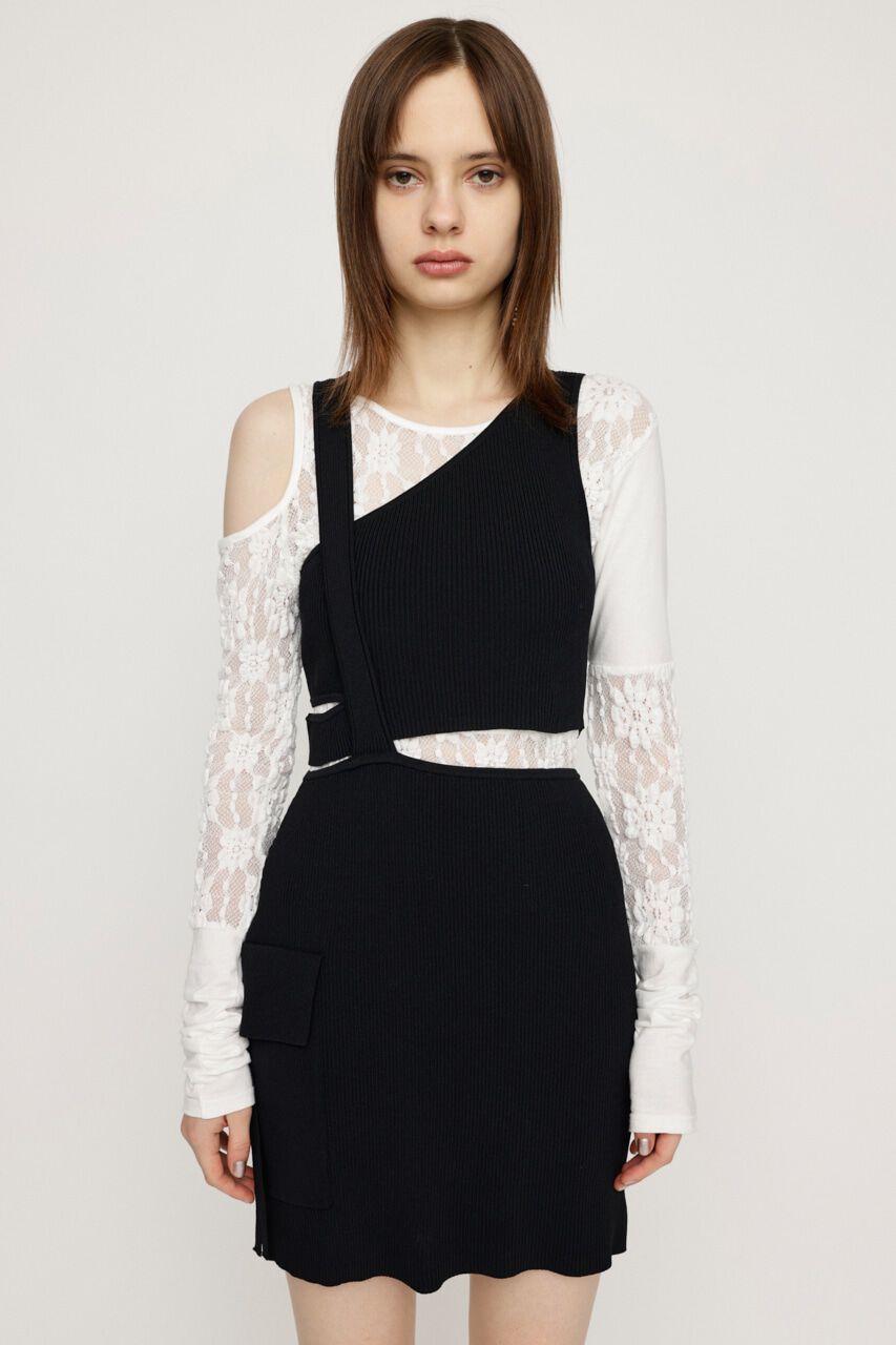 SLY「ASYMMETRY LAYER KNIT ショートワンピース」|ワンピース|