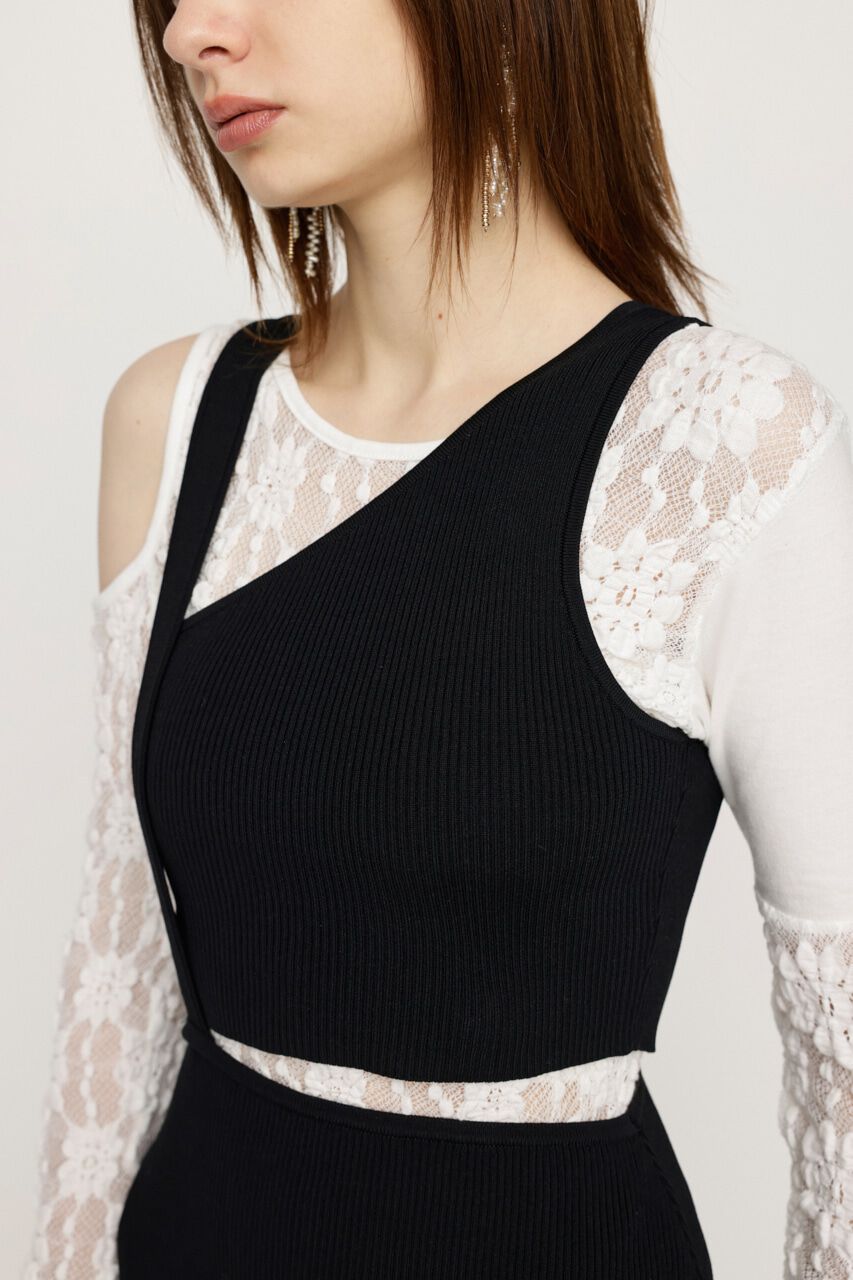 SLY「ASYMMETRY LAYER KNIT ショートワンピース」|ワンピース|
