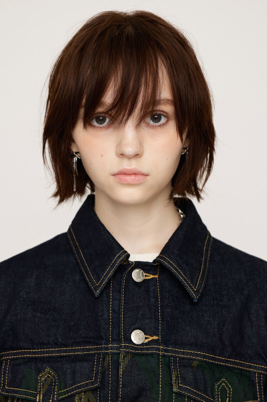 SLY「PRINT CHECK COMPACT DENIM ジャケット」|デニムジャケット|