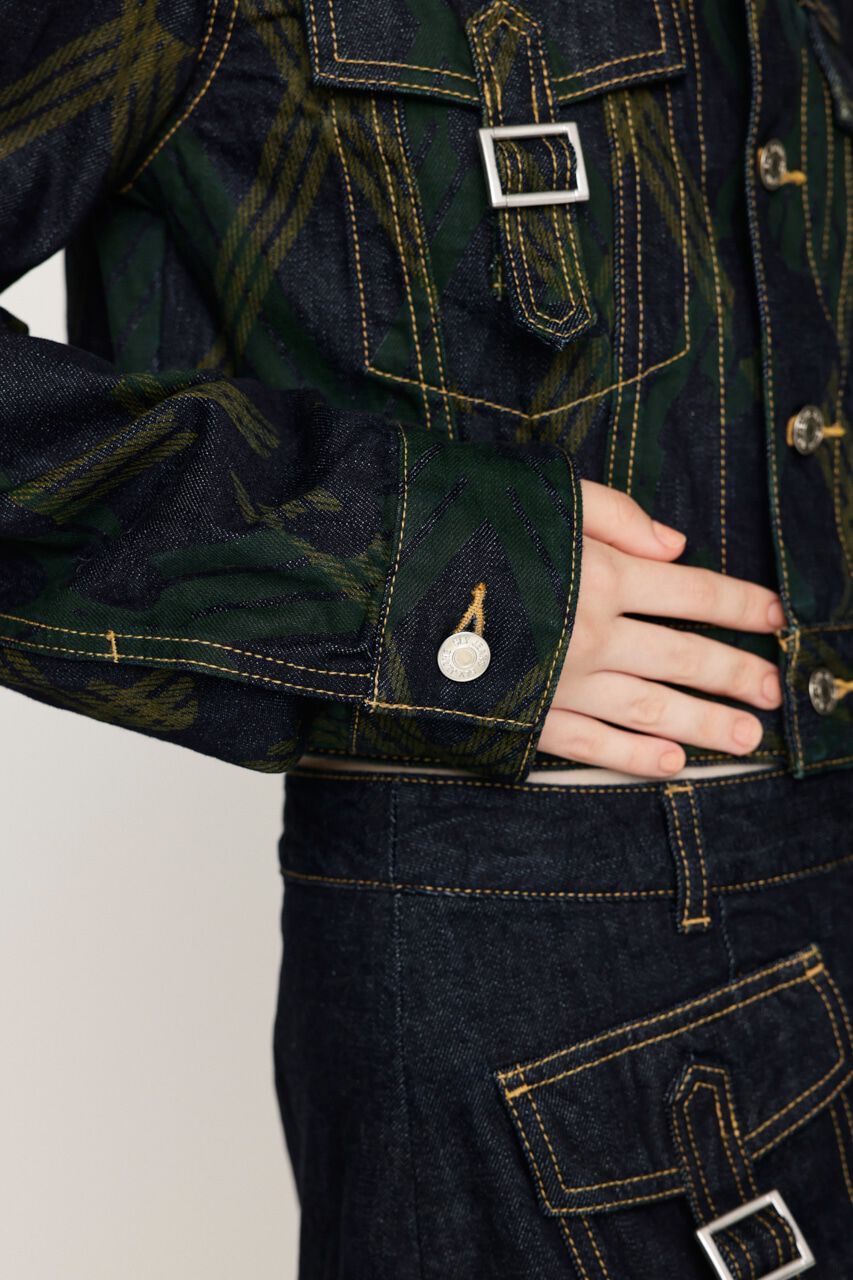 SLY「PRINT CHECK COMPACT DENIM ジャケット」|デニムジャケット|