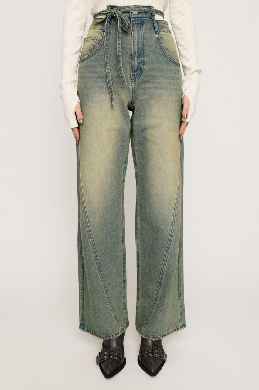 SLY「CUT OFF WAIST STRAIGHT パンツ」|デニム|