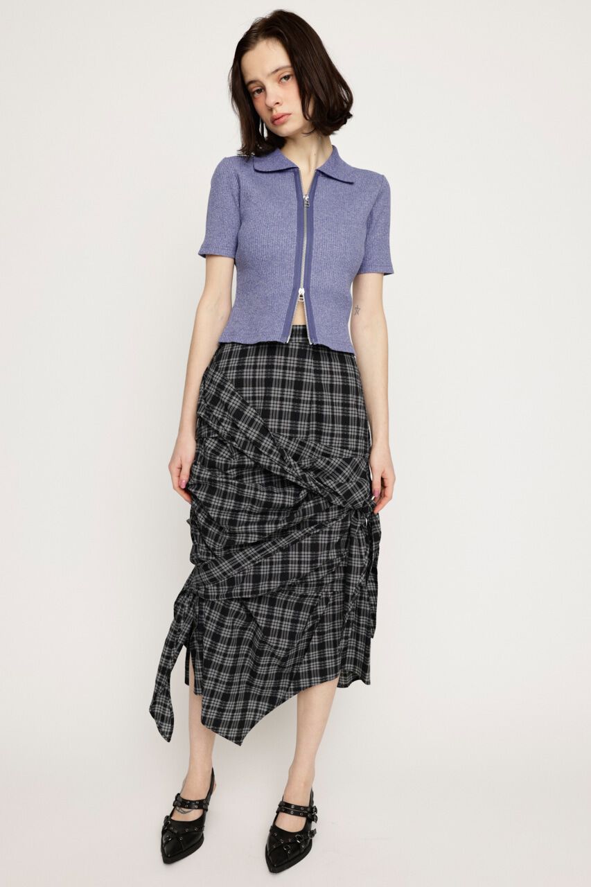 SLY「FRONT ZIP CUT RIB トップス」|Tシャツ・カットソー|