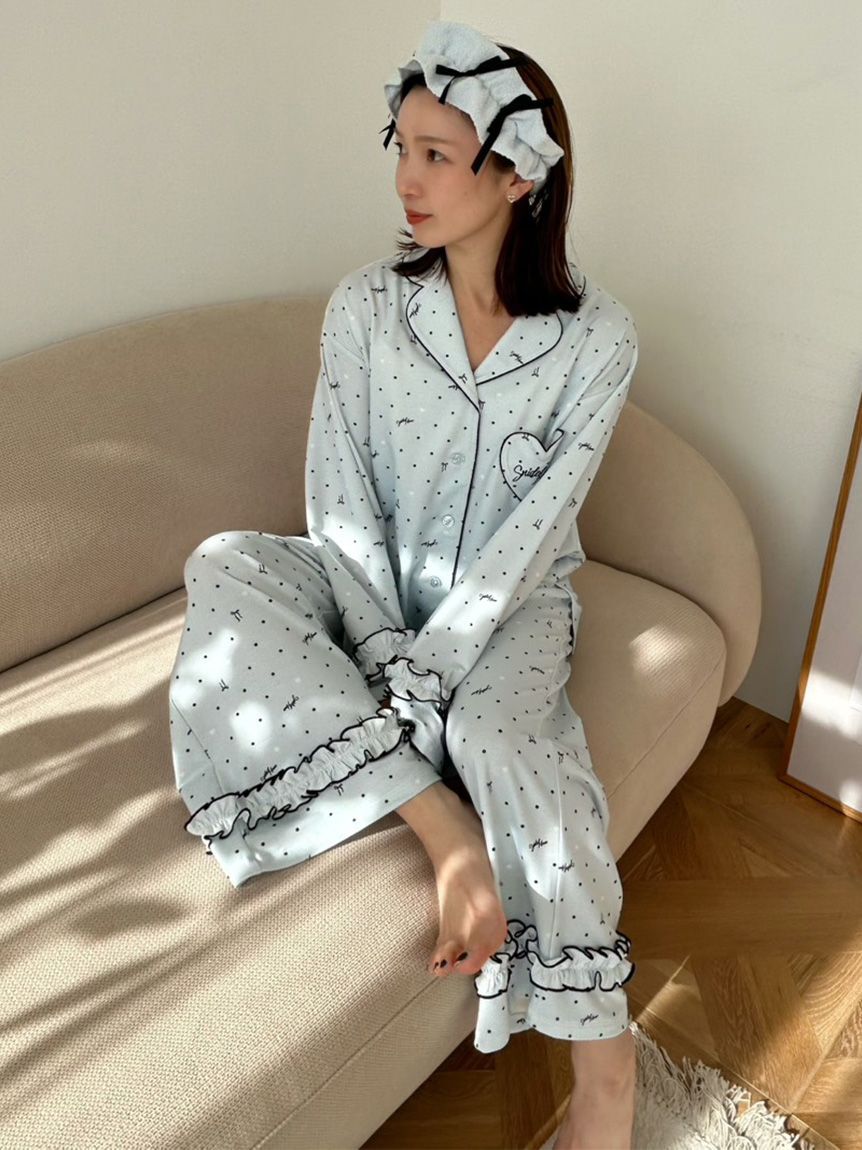 SNIDEL HOME「ハートドット柄開襟シャツ」|ルームウェア|