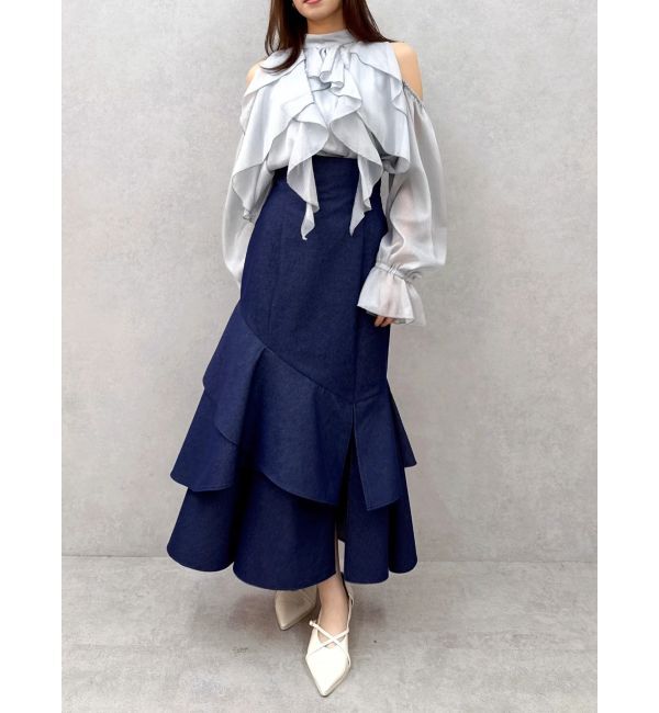 dazzlin「【再生産/新色追加】バックレースアップアシメマーメイドスカート」|スカート|