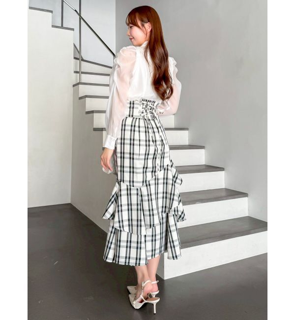 dazzlin「【再生産/新色追加】バックレースアップアシメマーメイドスカート」|スカート|