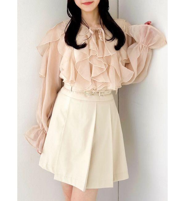 dazzlin「Vカットミニプリーツスカート」|スカート|アイボリー