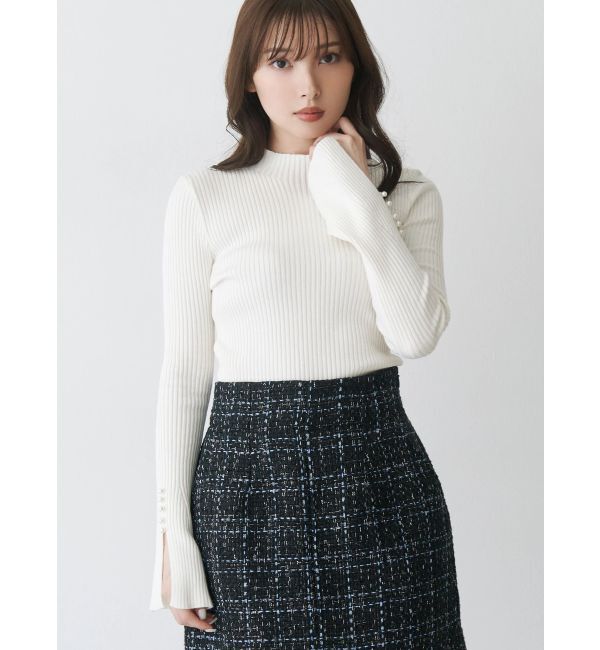 MERCURYDUO「【追加生産】フレアスリーブハイネックリブニット」|ニット・セーター|