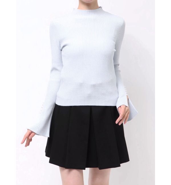 MERCURYDUO「【追加生産】フレアスリーブハイネックリブニット」|ニット・セーター|アイスブルー