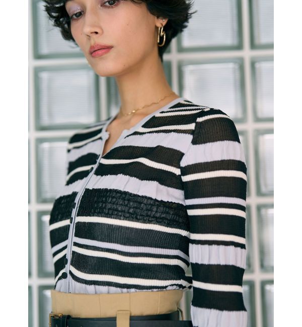 LAGUNAMOON「シアーボーダーカーデプルオーバー」|ニット・セーター|