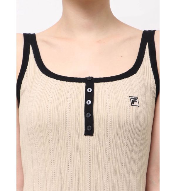 LAGUNAMOON「【FILA別注】ドライタッチバイカラーフリルデザインノースリーブニットワンピース」|ワンピース|