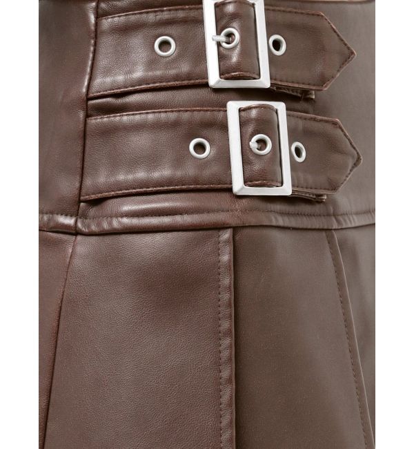 EVRIS「ヴィンテージライクフェイクレザープリーツミニスカート【セットアップ着用可能】」|スカート|