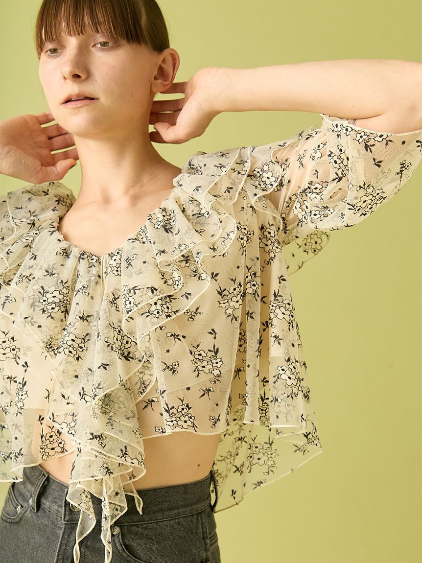 FURFUR「フラワーレースラッフルブラウス」|シャツ・ブラウス|