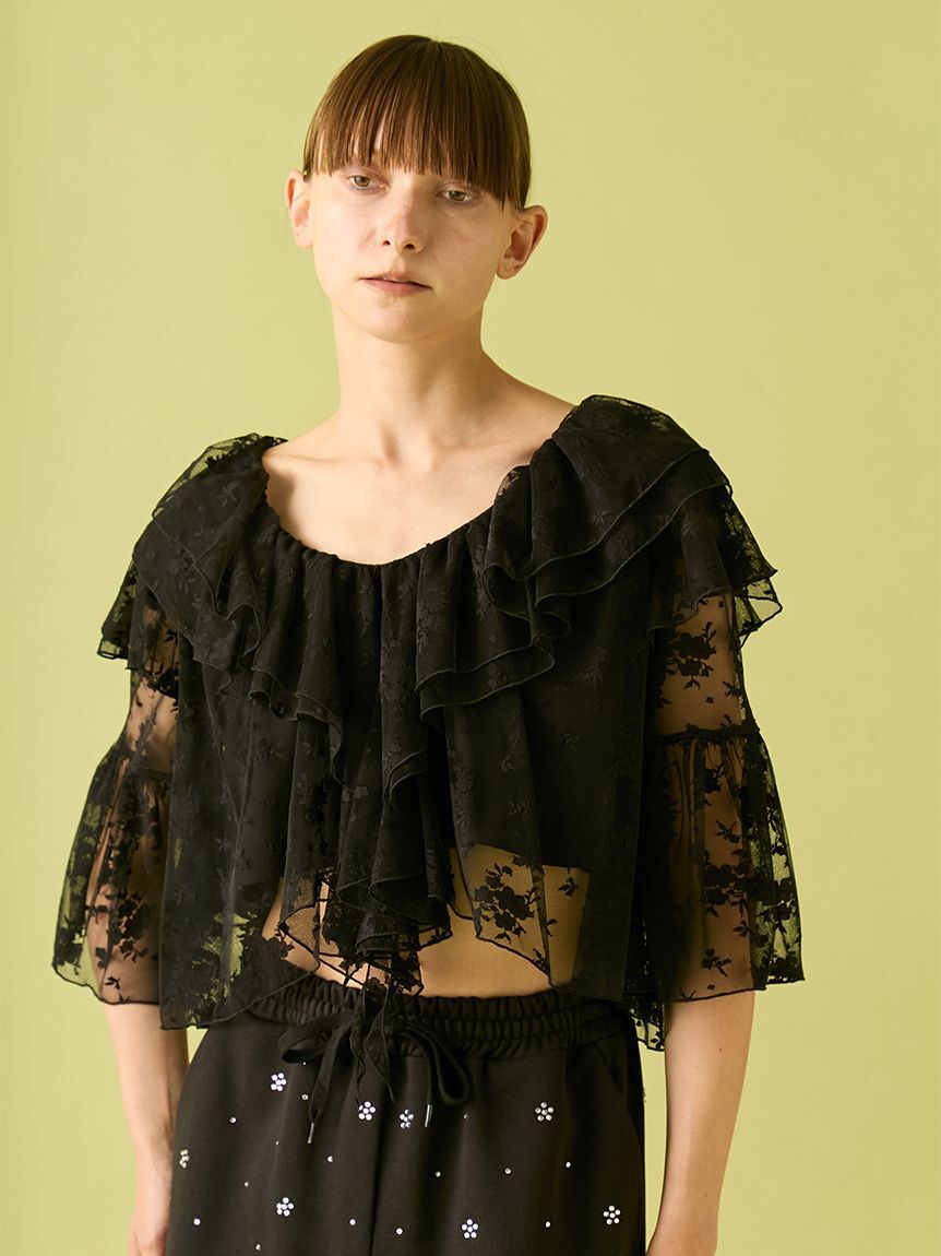 FURFUR「フラワーレースラッフルブラウス」|シャツ・ブラウス|