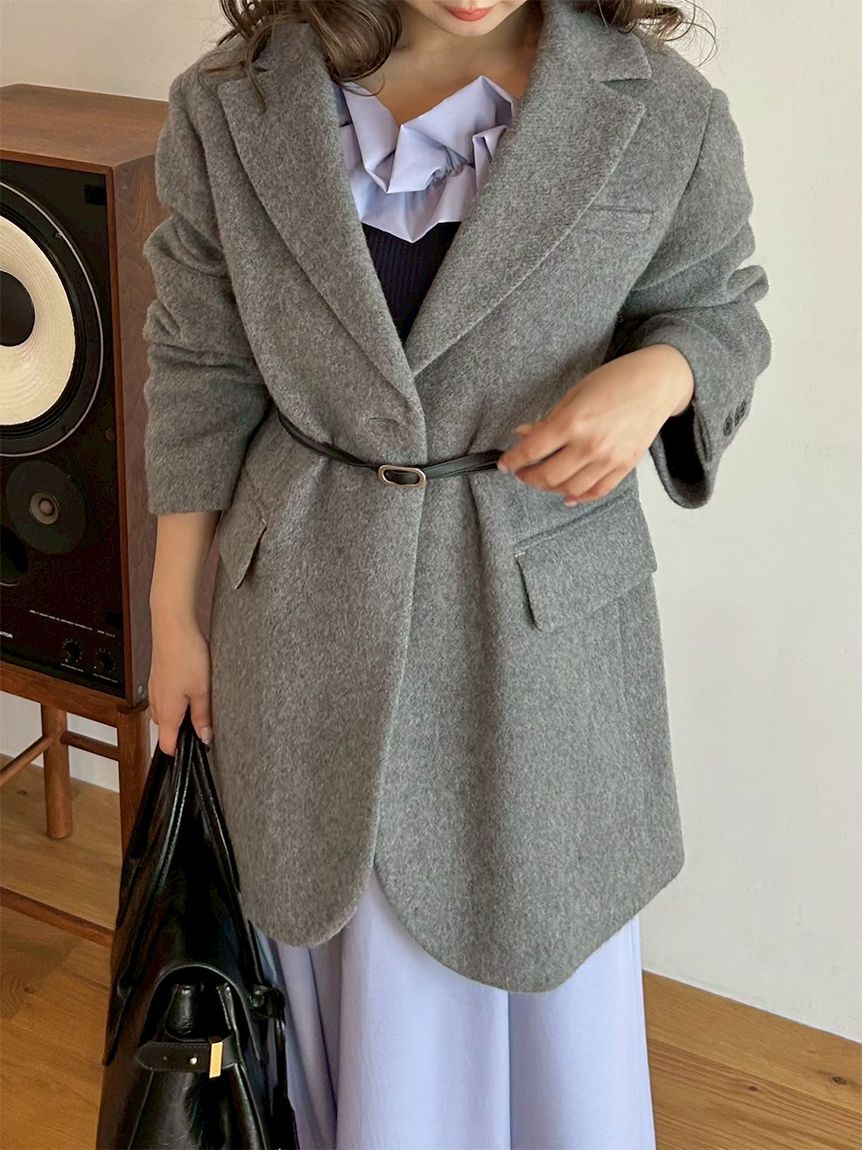 LILY BROWN「ベルト付きシャギーオーバージャケット(Hearts2Hearts着用)」|テーラードジャケット|