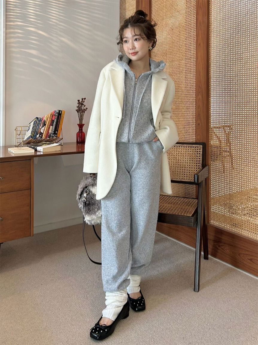 LILY BROWN「ベルト付きシャギーオーバージャケット(Hearts2Hearts着用)」|テーラードジャケット|