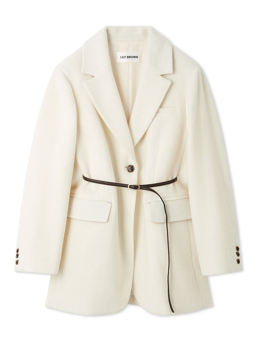 LILY BROWN「ベルト付きシャギーオーバージャケット(Hearts2Hearts着用)」|テーラードジャケット|