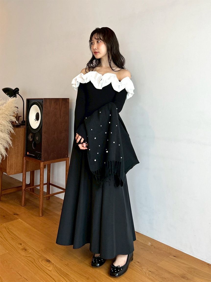 LILY BROWN「【限定カラー】【WEB限定00サイズ】フリルカラーニットコンビワンピース」|ワンピース|