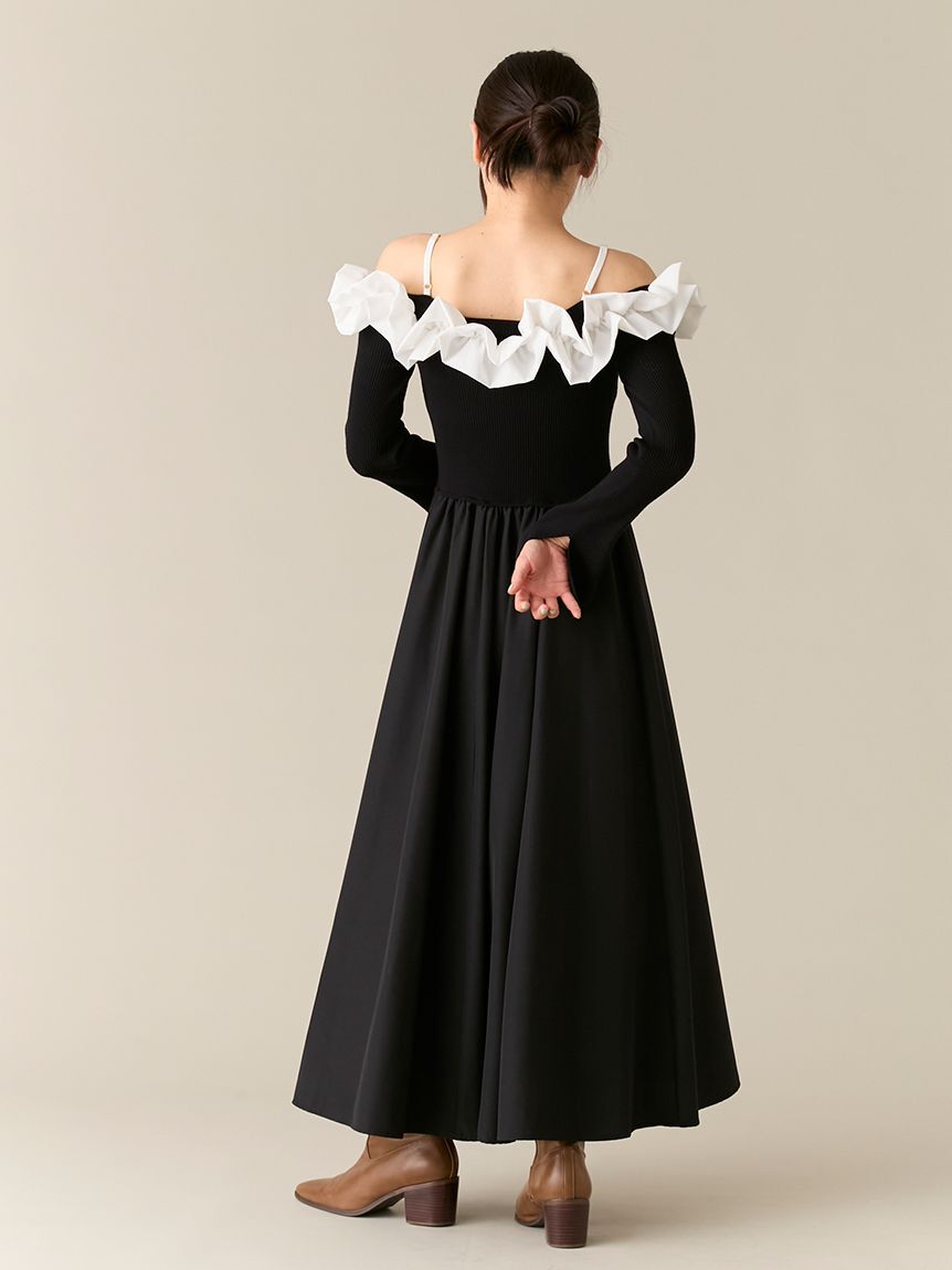 LILY BROWN「【限定カラー】【WEB限定00サイズ】フリルカラーニットコンビワンピース」|ワンピース|