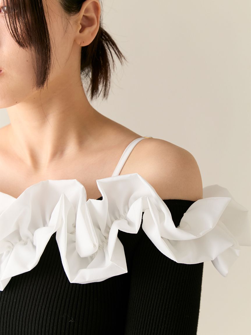 LILY BROWN「【限定カラー】【WEB限定00サイズ】フリルカラーニットコンビワンピース」|ワンピース|