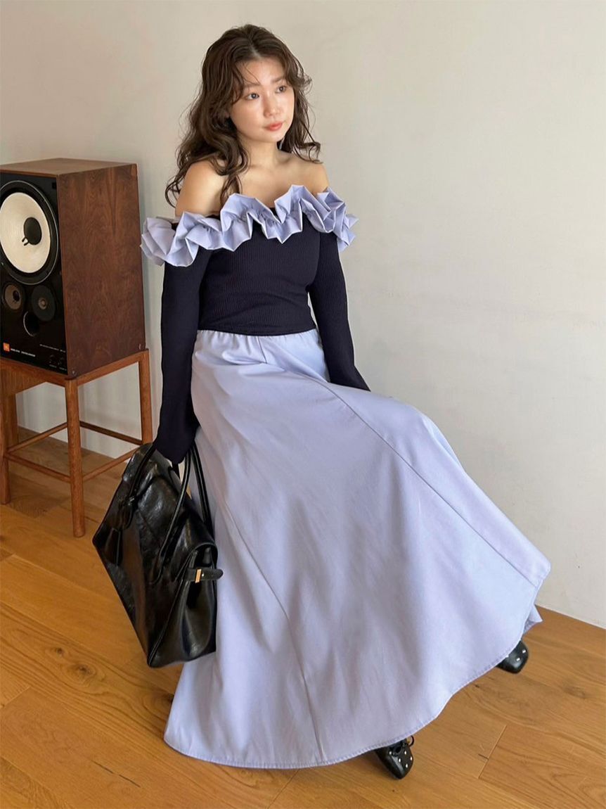 LILY BROWN「【限定カラー】【WEB限定00サイズ】フリルカラーニットコンビワンピース」|ワンピース|BLU