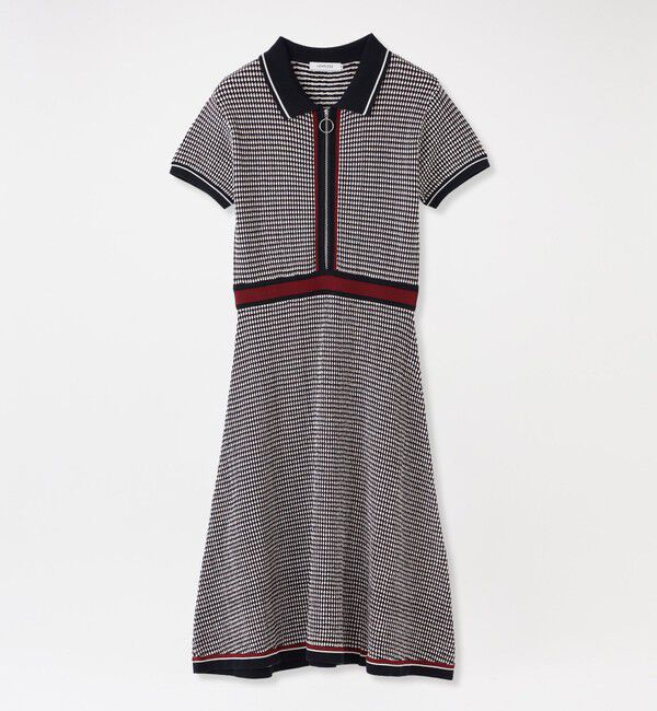  「ジャガードミニドレス」|ドレス|ネイビー