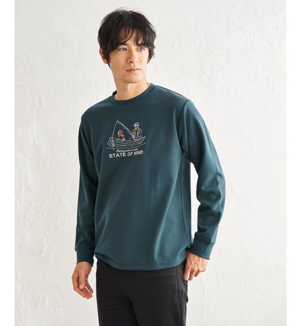 ikka「ポンチ刺繍ロンT」|Tシャツ・カットソー|グリーン