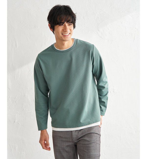 ikka「速乾ピケレイヤードロンT」|Tシャツ・カットソー|グリーン