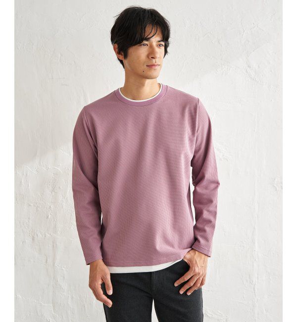 ikka「速乾ピケレイヤードロンT」|Tシャツ・カットソー|ピンク