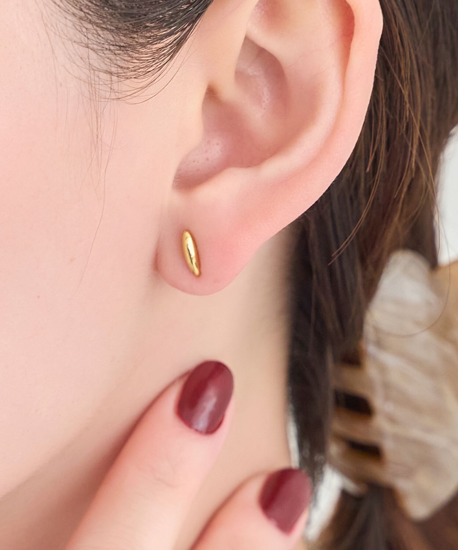 Phoebe「【金属アレルギー対応】メタルオーバルグレースピアス(片耳)　ゴールド/サージカルステンレス」|ピアス|