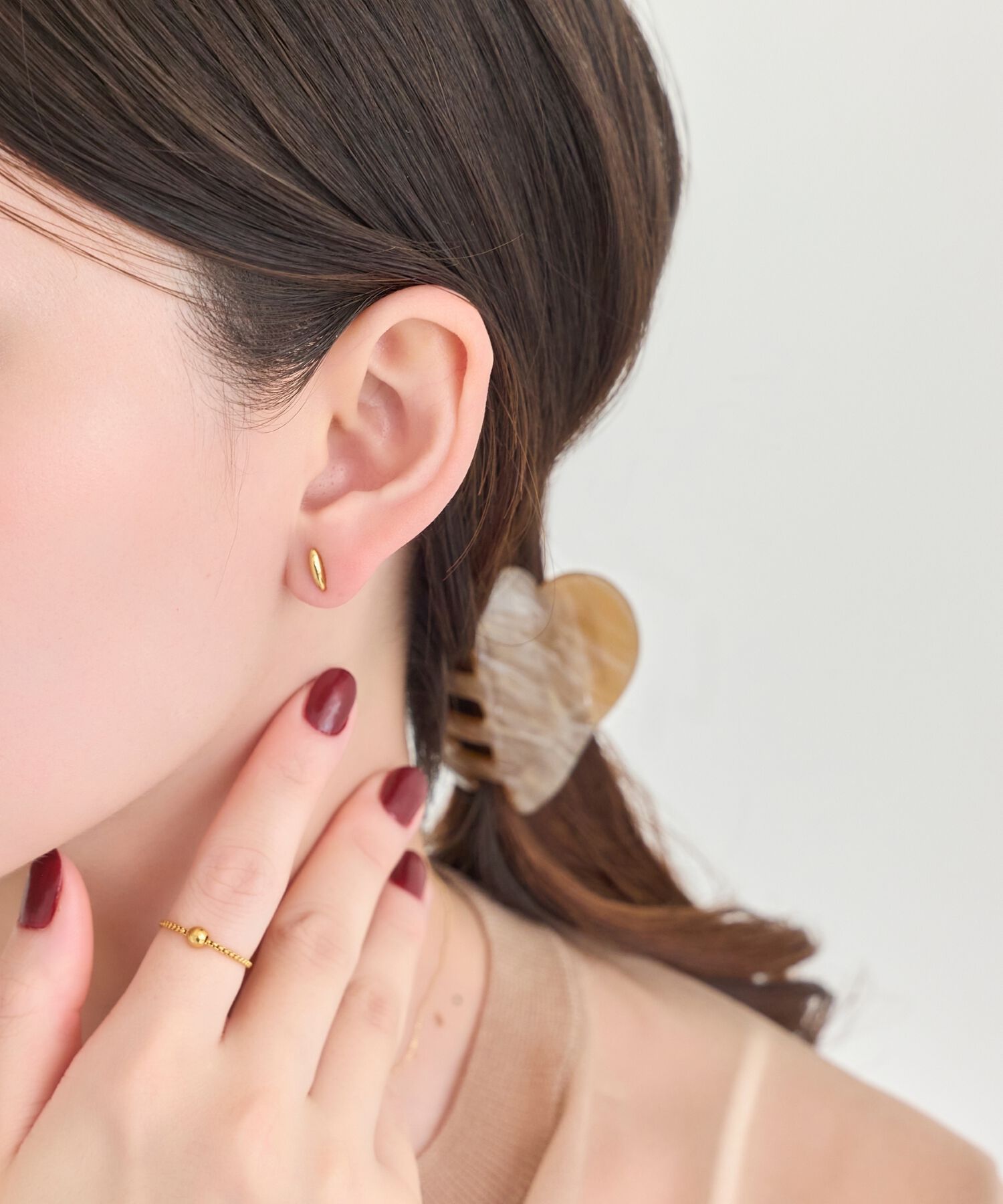 Phoebe「【金属アレルギー対応】メタルオーバルグレースピアス(片耳)　ゴールド/サージカルステンレス」|ピアス|