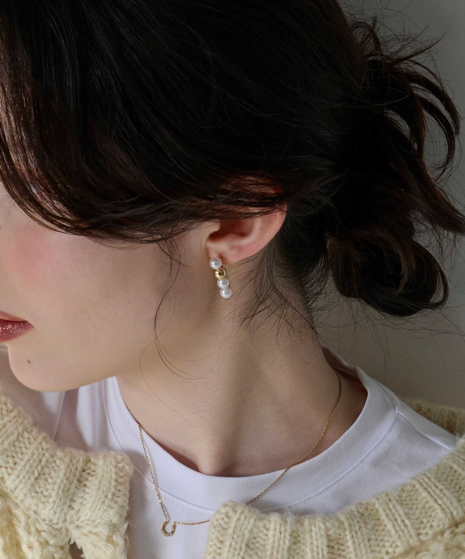 Phoebe「【金属アレルギー対応】ミックスドットピアス　ゴールド/ニッケルフリー/パール」|ピアス|ゴールド