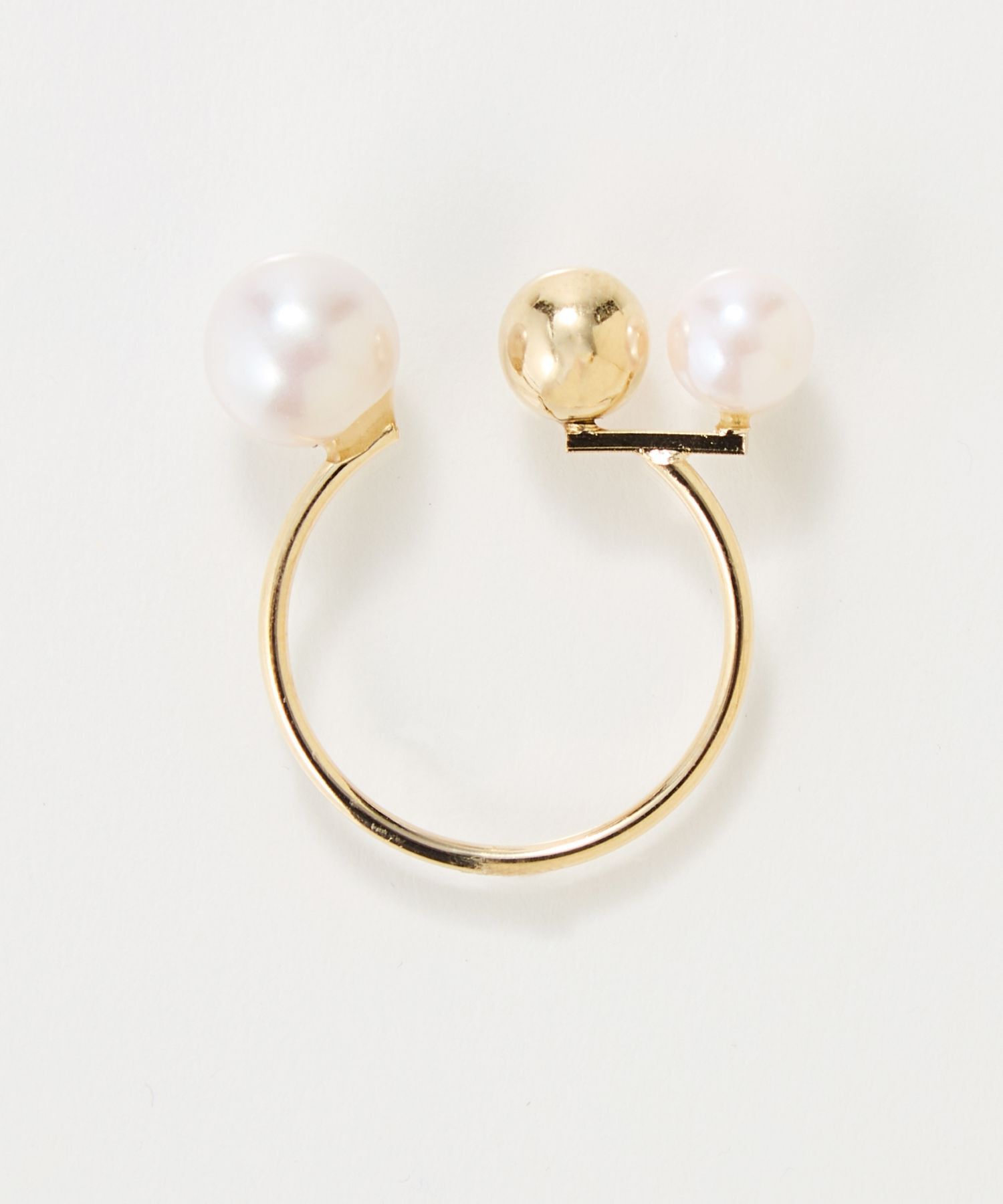 Phoebe「【金属アレルギー対応】ミックスドットリング　ゴールド/ニッケルフリー/パール」|リング|