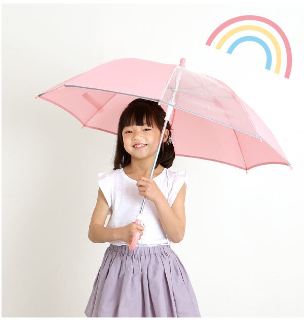 BACKYARD FAMILY「長傘 子供用 50cm 透明窓 通販 反射テープ付 キッズ 園児 小学生 低学年 シンプル 無地」|傘|