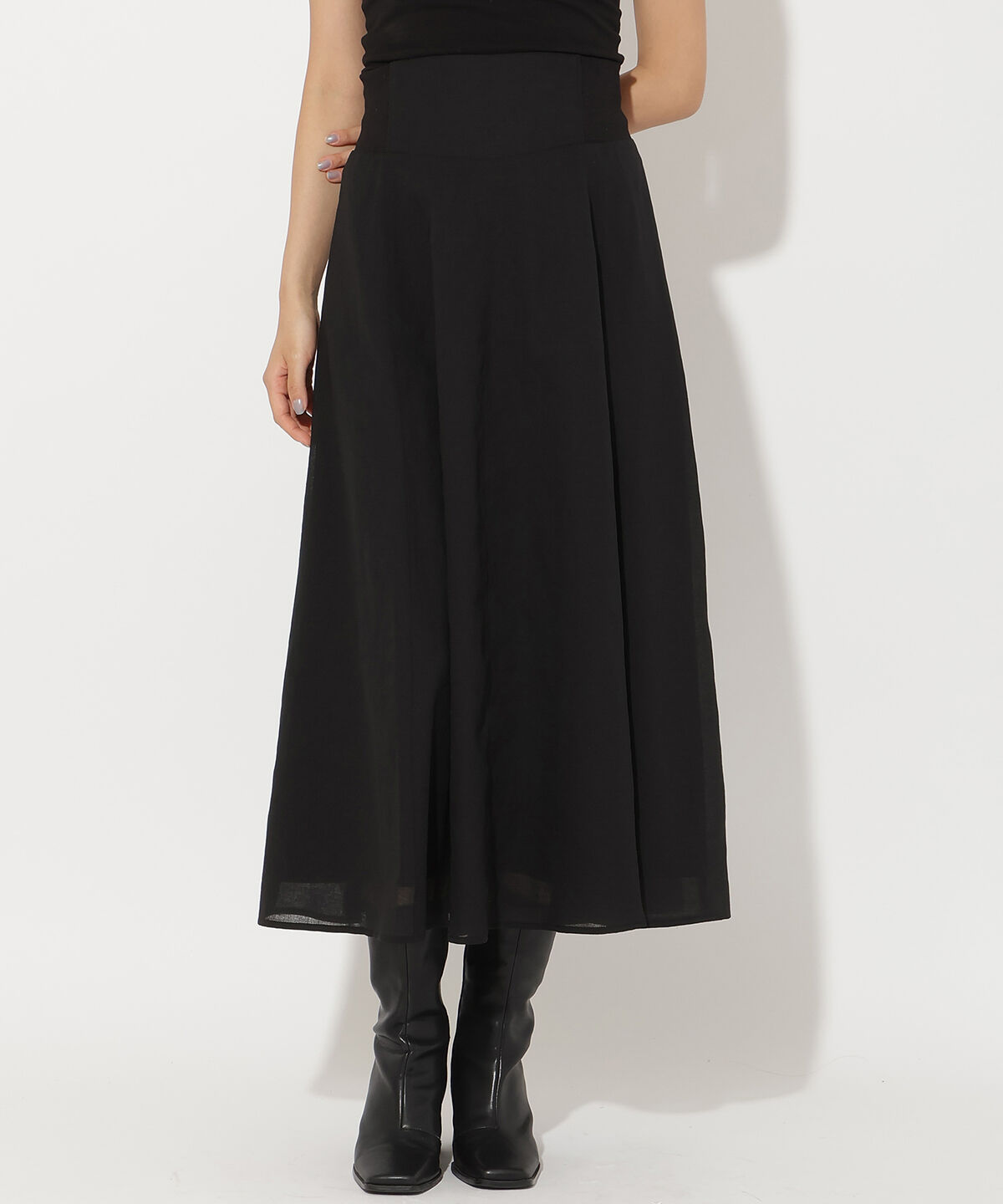 アンドクチュール「サイドリブシアーフレアスカート」|フレア|